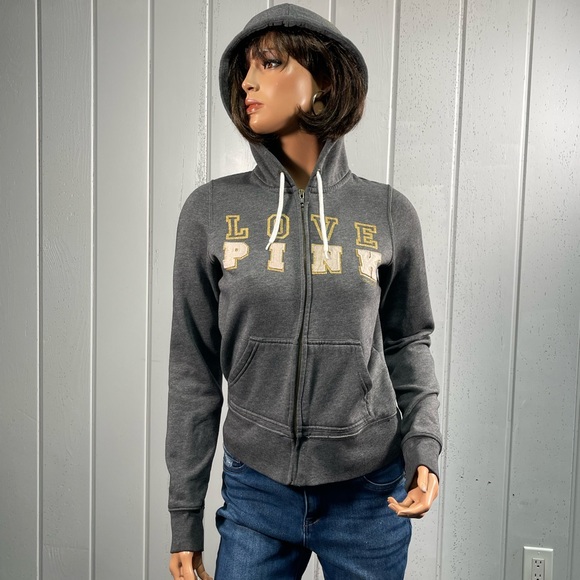 PINK Victoria's Secret Tops - *PINK Victoria's Secret Women's Gray Zip Up Hoodie Jacket Sz S